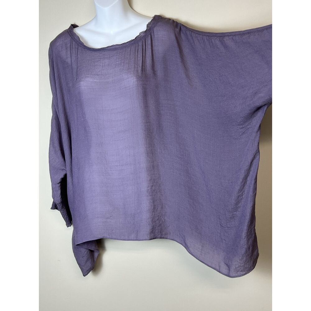 Boho Oversized Lavander Top Women's Large Batwing Sleeve Lagenlook Minimalist - Picture 2 of 11